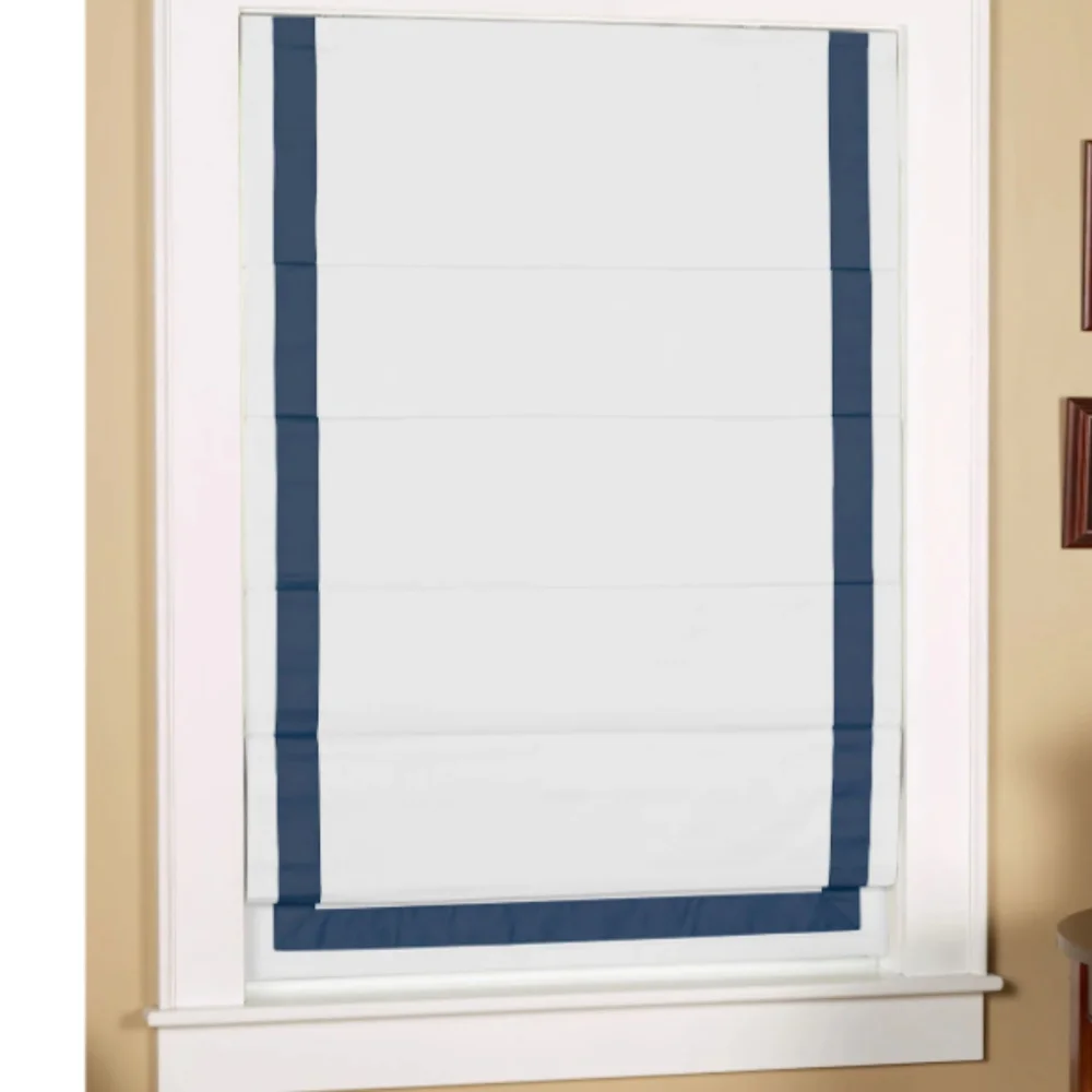 NEW Pottery Barn Grosgrain Cordless Roman Shade White/Ink 32